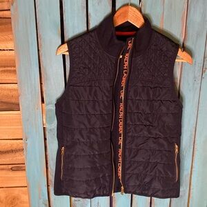 LRL Lauren Ralph Lauren quilted vest size large black full zip and zip pockets